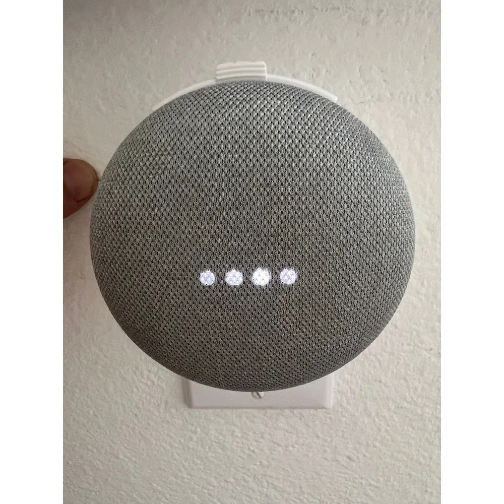 Google Home Mini H0A Smart Speaker Wall Mount Outlet Adapter Chalk Gray